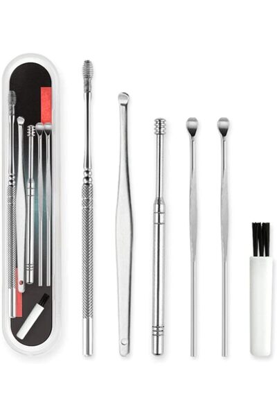 AC BOX Ear Cleaner Kit, 6 Piece Stainless Steel Ear Cleaning and Care Set Ac Box 861931