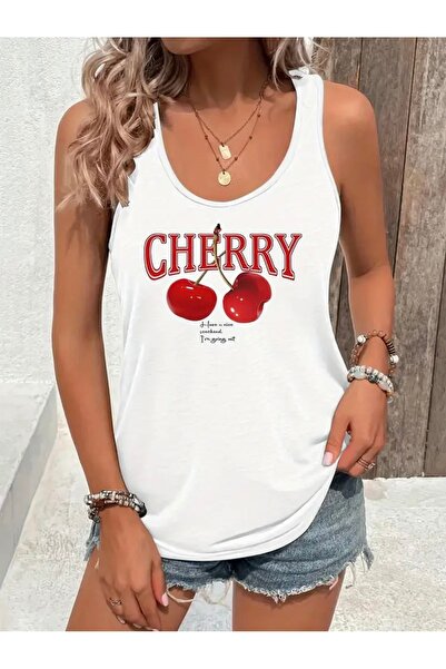 FUFLUNS تي شيرت نسائي بطبعة الكرز