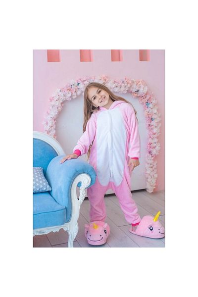 zzz sleep good sleeping !!! Pijama salopeta pentru copii, KIGURUMI, model Unicorn, culoare Roz, Onesie