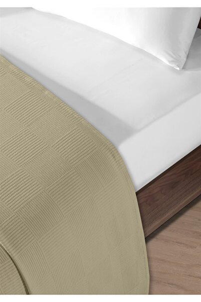 Evim 100% Cotton Single Beige Hotel Bedspread Set 160 x 230 cm