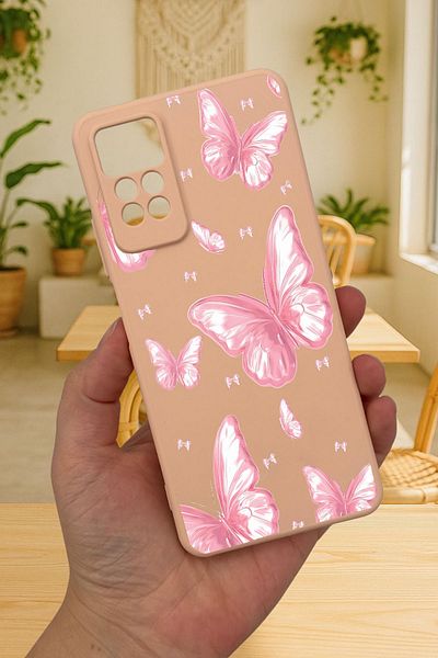 Vip Case Redmi Note 11 Pro/Note 12 Pro 4G وردي على شكل فراشة من السيليكون ممتص للصدمات وحماية مطاطية 277