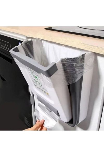 Hibana Foldable Kitchen Trash Can with Bag Chamber