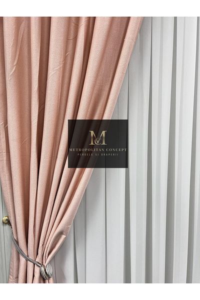 Metropolitan Concept Set of 2 blackout curtains in linen texture, worked on 10 cm wide rejansa