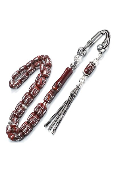 TESBİHCİBABA Kınalı Kuka Gümüş Çakımlı Tesbih