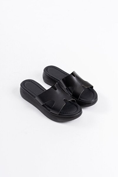 Zerenyus Borlina Premium Black Genuine Leather Slippers