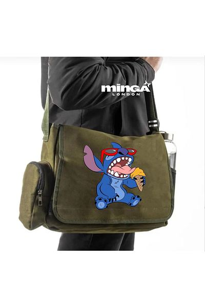 Minga London Τσάντα Messenger με στάμπα χακί Stitch Ice Cream -Mingalondon