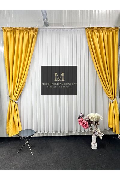 Metropolitan Concept Set of 2 blackout curtains in linen texture, worked on 10 cm wide rejansa
