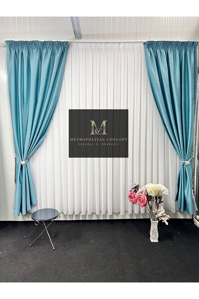Metropolitan Concept Set of 2 blackout curtains in linen texture, worked on 10 cm wide rejansa