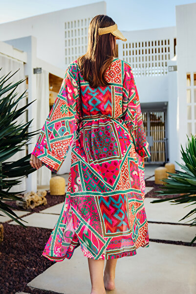 Remsa Mayo Remsa Single Kaftan Kimono Pareo on the Hijab Swimsuit Pink Rp031 Desire