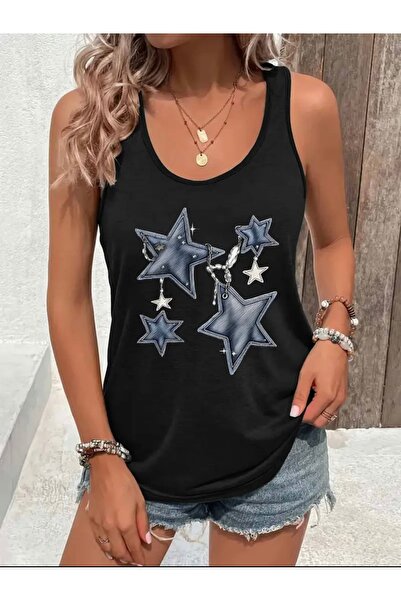 NOFLEN ΓΥΝΑΙΚΕΙΟ T-SHIRT ΜΠΛΕ ΑΣΤΕΡΙΑ ΜΕ ΑΛΥΣΙΔΑ