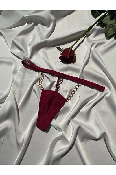 REAL PASSİONE Bordo Tanga Önü Zincirli