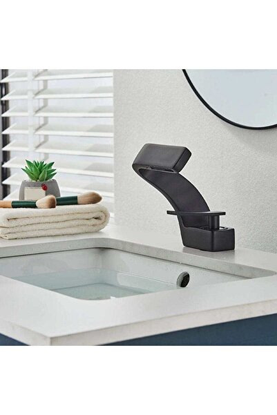 CasaVie Baterie lavoar, curgere tip cascada, negru mat, cod 1646