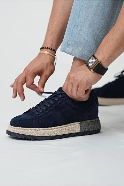 TETRİ Grant Model Hakiki Deri El Yapımı Erkek Lacivert Sneaker