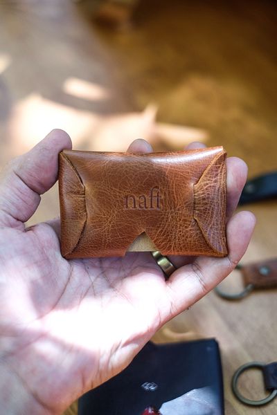 naft Siab Minimal Card Holder Gift Set Genuine Leather with Keychain Gift