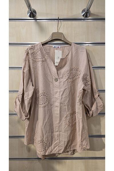 Park Moda Ιταλική βαμβακερή μπλούζα με ανάγλυφο σχέδιο
