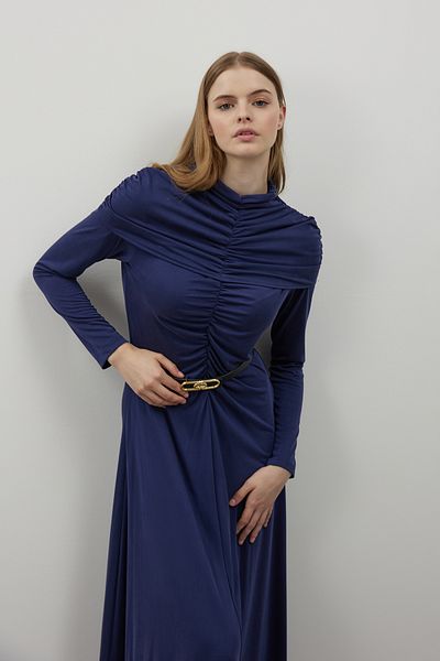 FUSHYA Gather Detailed Belted Dress