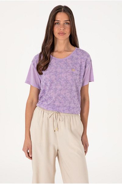 U.S. Polo Assn. Tricou de damă liliac cu gât crew
