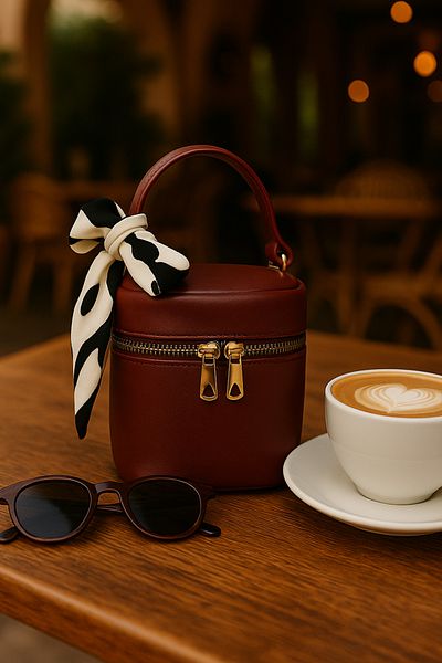 NOTHING Women's Burgundy Box Cross Strap Hand and Shoulder Bag Reborn