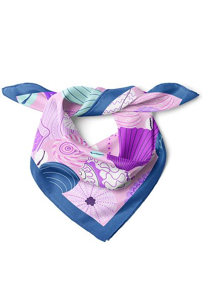 nehir eşarp Stylish Scarf Bandana with Sea Motif 50X50 cm