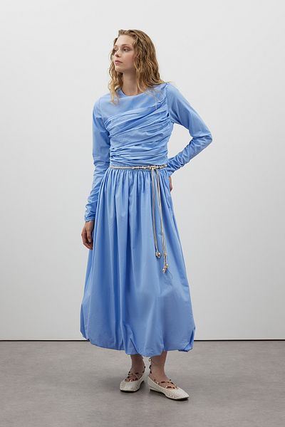 FUSHYA Rochie din poplin cu fusta balon cu detaliu cu șnur