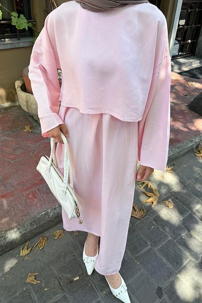 lamelif Σετ Φούστα Hijab Ροζ