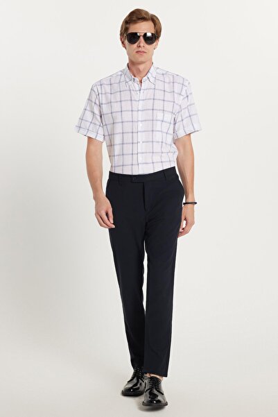 Tudors Erkek Slim Fit Dar Kesim Chino Yandan Cepli Pamuklu Lacivert Pantolon