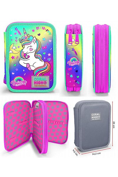 Coral High Set ghiozdan și organizator pentru fete unicorn verde violet 23729 11129