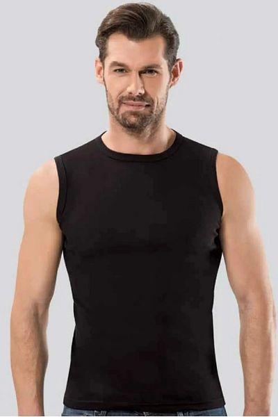 Anıt 5 Pieces Men's Ribbed Zero Sleeve Zero Collar Undershirt 100% Cotton