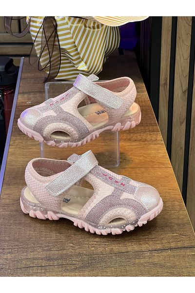 homiro Children's Single Strap Glitter Sandals Pink