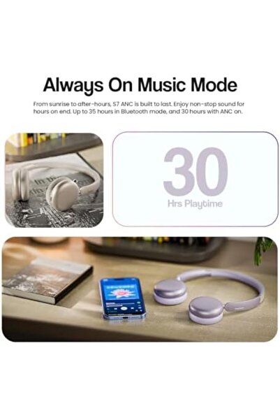 Faster S7 Soluna Wireless Headphones, Bluetooth 5.4 Headset, 35H Playtime, ANC Over-Ear Headphones,