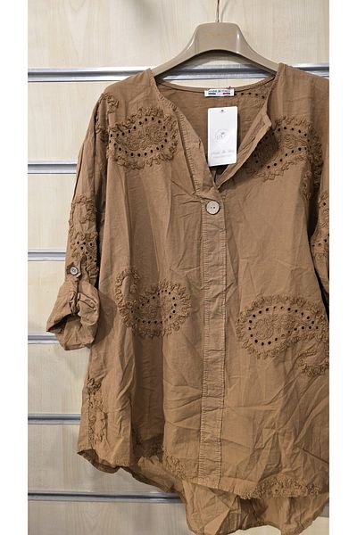 Park Moda Ιταλική βαμβακερή μπλούζα με ανάγλυφο σχέδιο