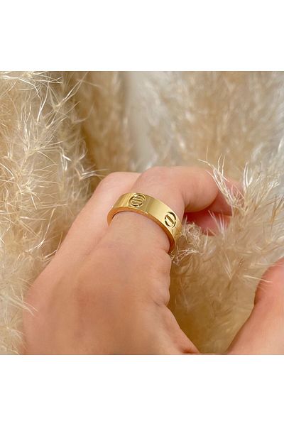 nerora Stainless Steel Gold Ring (Guaranteed No Tarnish)