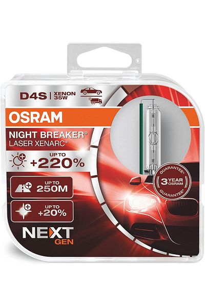 Osram XENARC NIGHT BREAKER LASER D4S، الجيل التالي، سطوع أعلى بنسبة 220%، مصباح زينون HID،