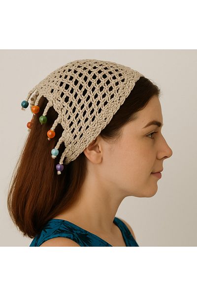 AKTEZ-EL Hand Knitted Colorful Beaded Bandana