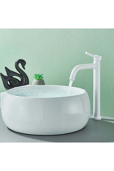 CasaVie Slim washbasin mixer, countertop mounted, glossy white, code 1699