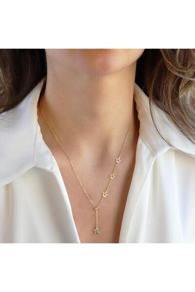 Necati Gün Sıralı Yıldızlı Gold Gümüş Kolye