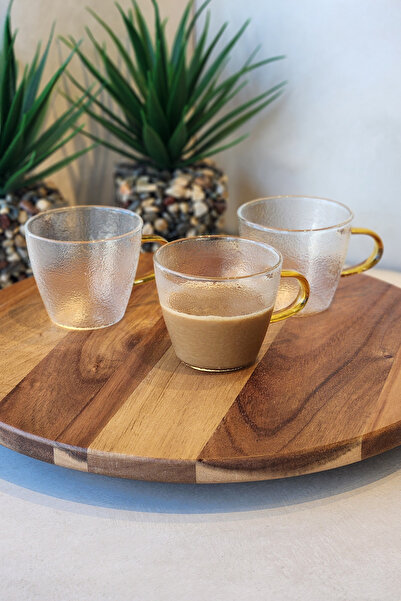 Genel Markalar GOLD KULPLU 6'LI 110 ML ÇAY KAHVE ESPRESSO CAM BARDAK FİNCAN