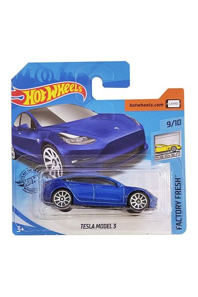 HOT WHEELS Masinuta metalica Hot Wheels Tesla Model 3, Colectia Factory Fresh - Editia 2020, Albastru, 1:64