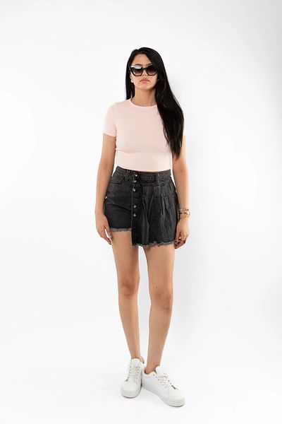 Bak Moda Short Sleeve Lycra Detailed Light Pink Crop