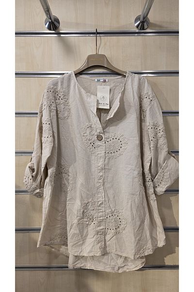 Park Moda Ιταλική βαμβακερή μπλούζα με ανάγλυφο σχέδιο