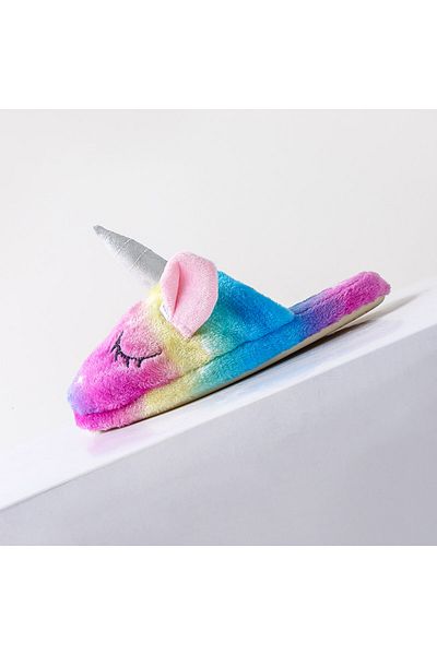 zzz sleep good sleeping !!! Papuci pufosi de casa pentru copii unicorn multicolorat