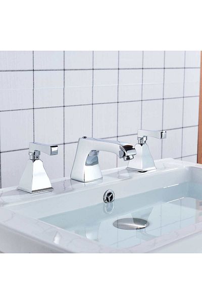 CasaVie Minimalist design washbasin mixer, two handles, silver chrome, code 1309