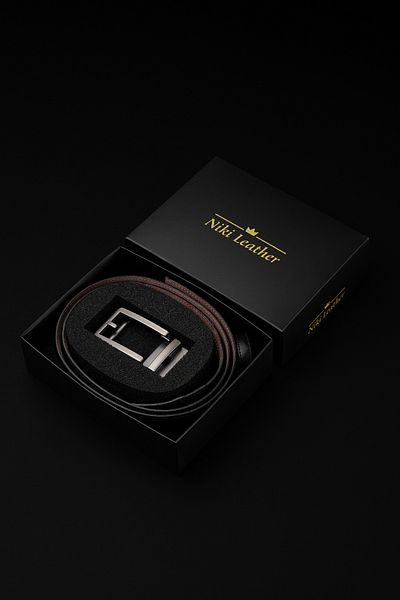 Niki Leather Висококачествен колан от естествена кожа с автоматично шевове, 3,5 см