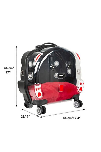 PLM Ice Pet Tekerlekli Çekçekli Kedi Köpek Taşıma Valizi, 42x44 x23 cm, Siyah