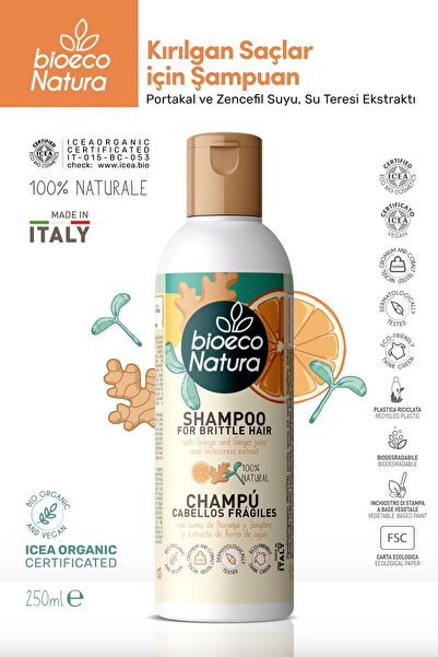 BioEco Natura Shampoo for Fragile Hair – Orange Juice & Ginger Extract