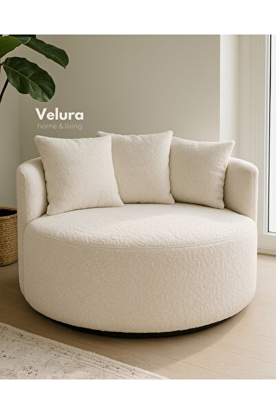 Velura Home & Living Miz Berjer & Puf & Armut & Tekli Koltuk & Dinlenme Koltuğu - Sarı