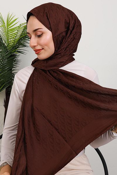 GİYZAMİLA Alvina Oval Pattern Shawl Bitter Brown