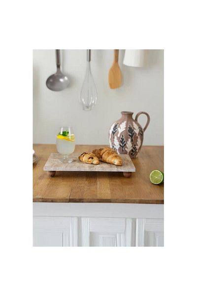 Akayev حامل عرض من الخشب الترافرتين مقاس 30 × 15 سم