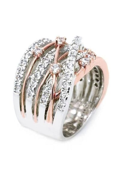 Belora Inel declarativ din argint cu design glamour - aur, 8