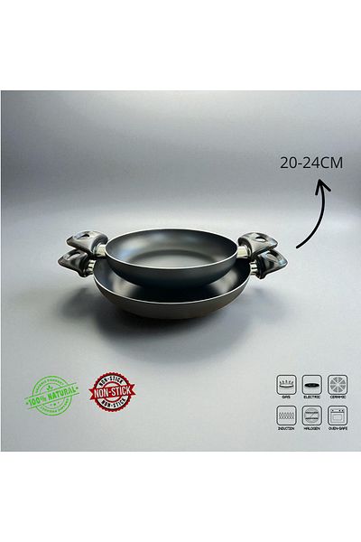 ENASHOP Set of 2 Teflon Pans |   20cm + 24cm |   Fireproof Non-Stick Surface |   Lightweight and Practical Use